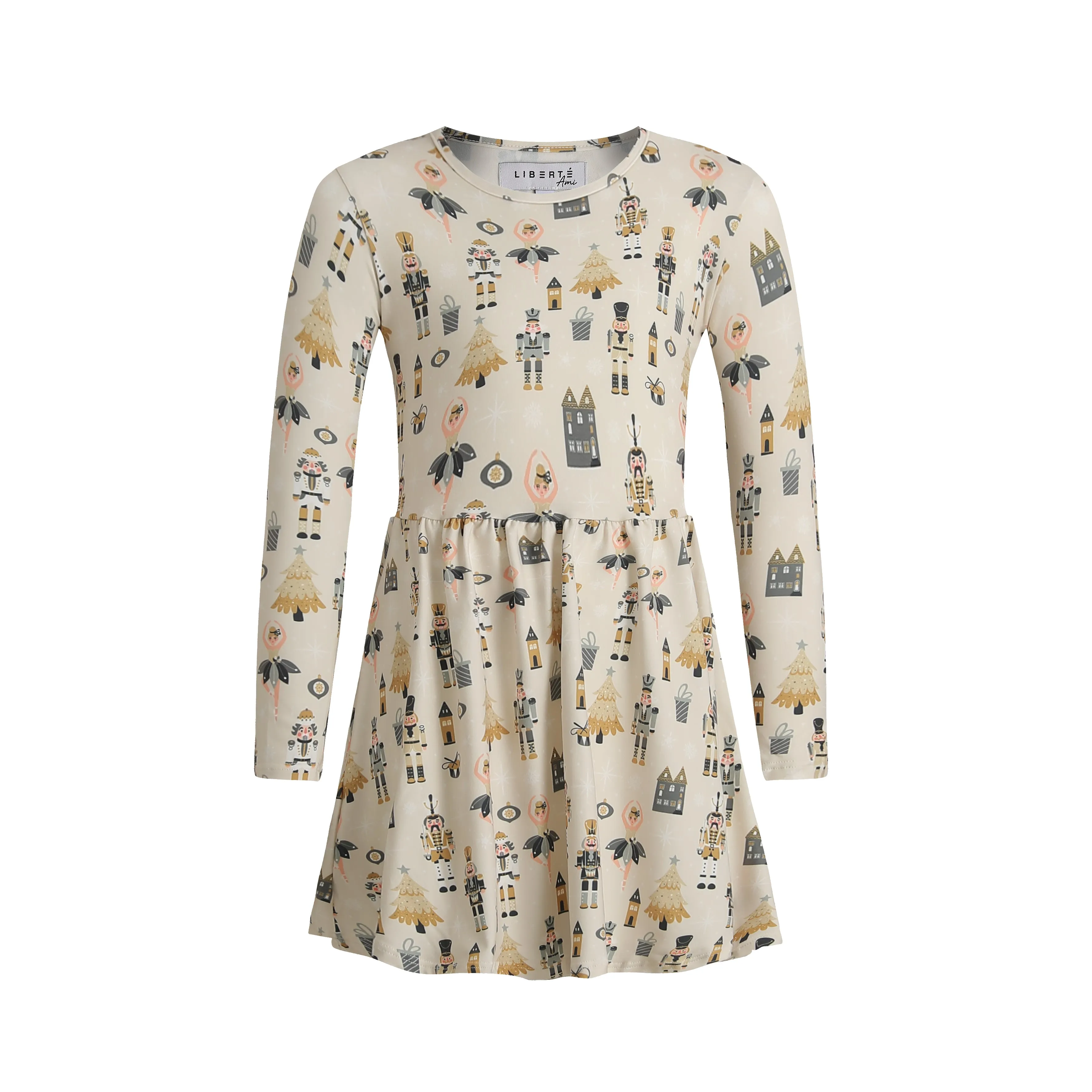 ALMA-LS-BABYDOLL-DRESS (KIDS) - NUTCRACKER CREME