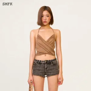 Ancient Myth Beach Halter-Neck Vest Top Golden