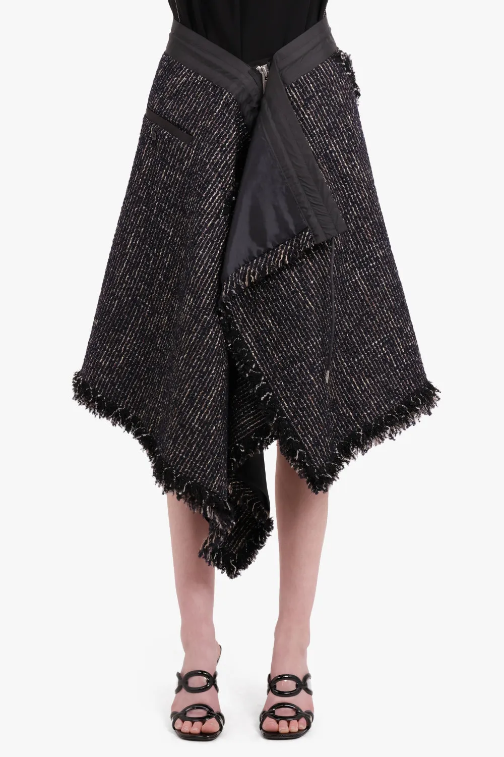 Asymmetric Tweed Skirt | Black