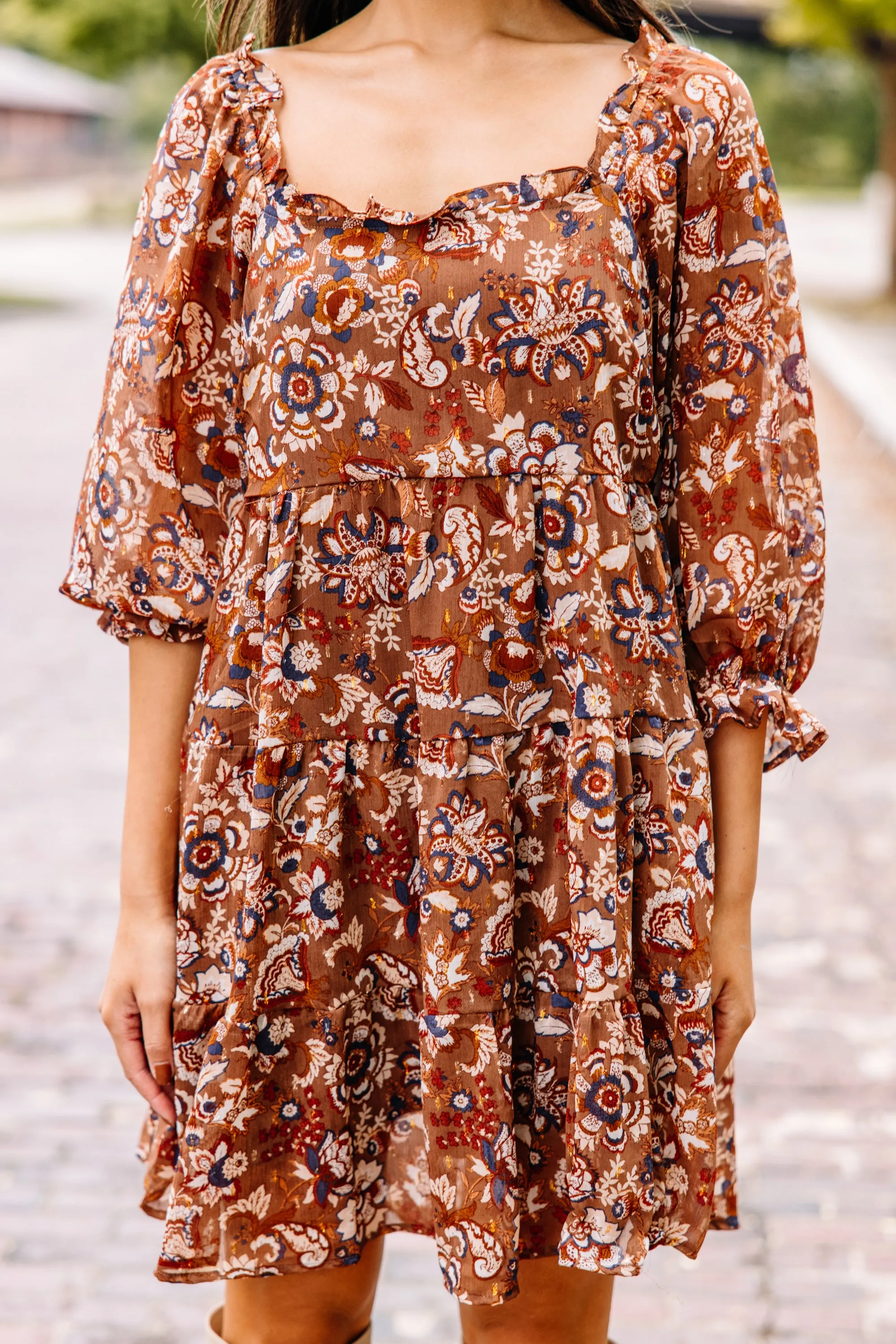 Believe In Yourself Brown Babydoll Dress
