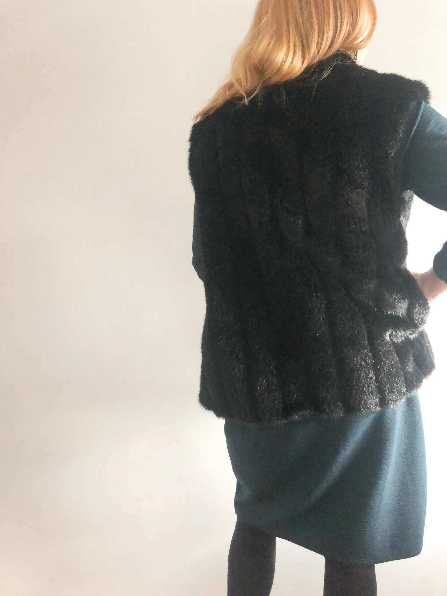 Black Faux Fur Cozy Vest - M/L