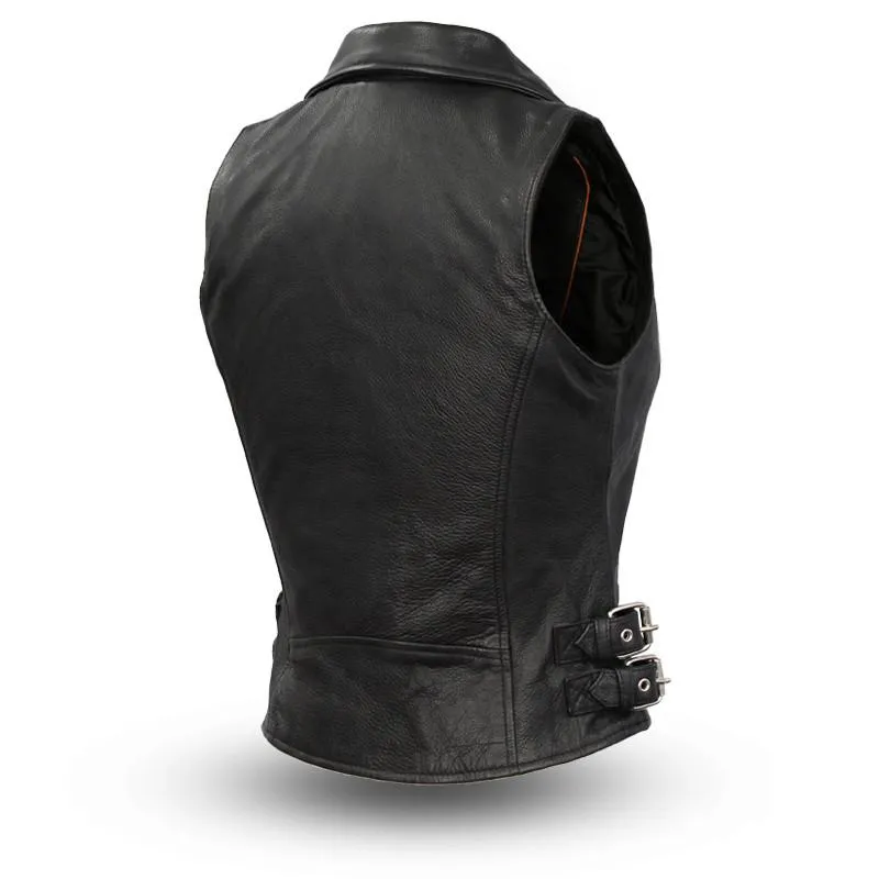 Black Leather "Goddess" Motorcycle Vest
