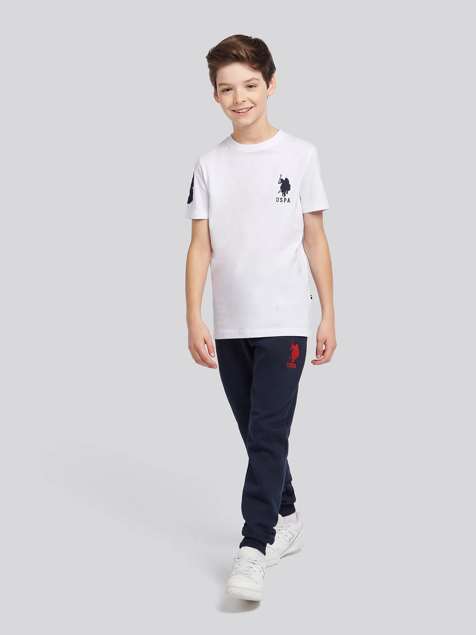 Boys Player 3 Joggers in Dark Sapphire Navy / Haute Red DHM