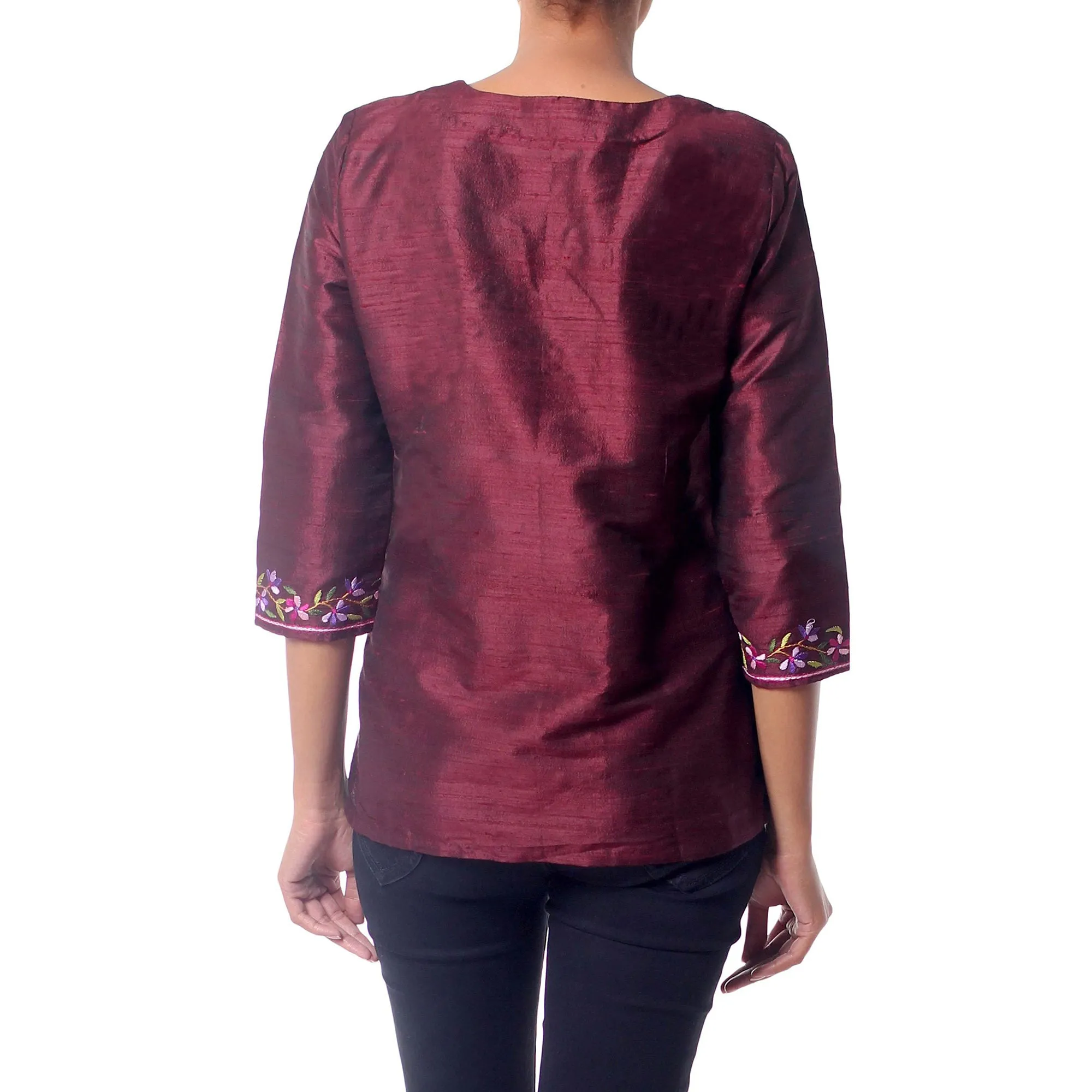 Classy Wine Multicolor Silk Tunic
