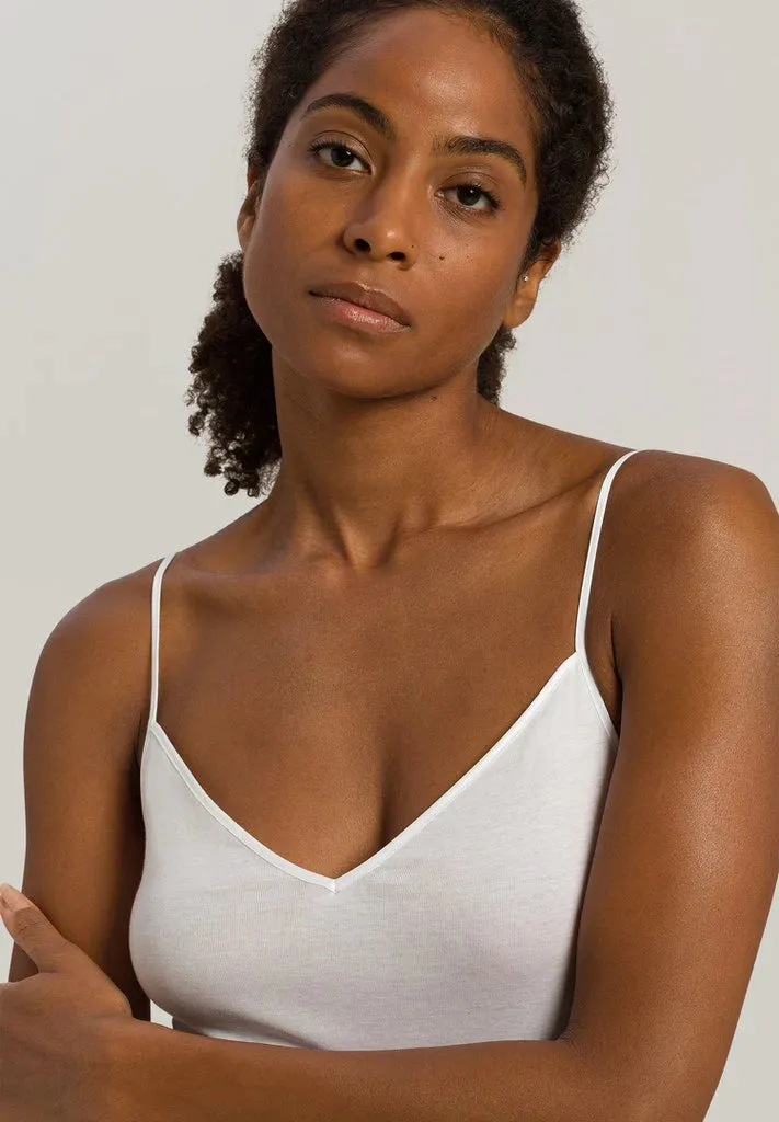 Cotton Seamless Spaghetti Straps Vest - White