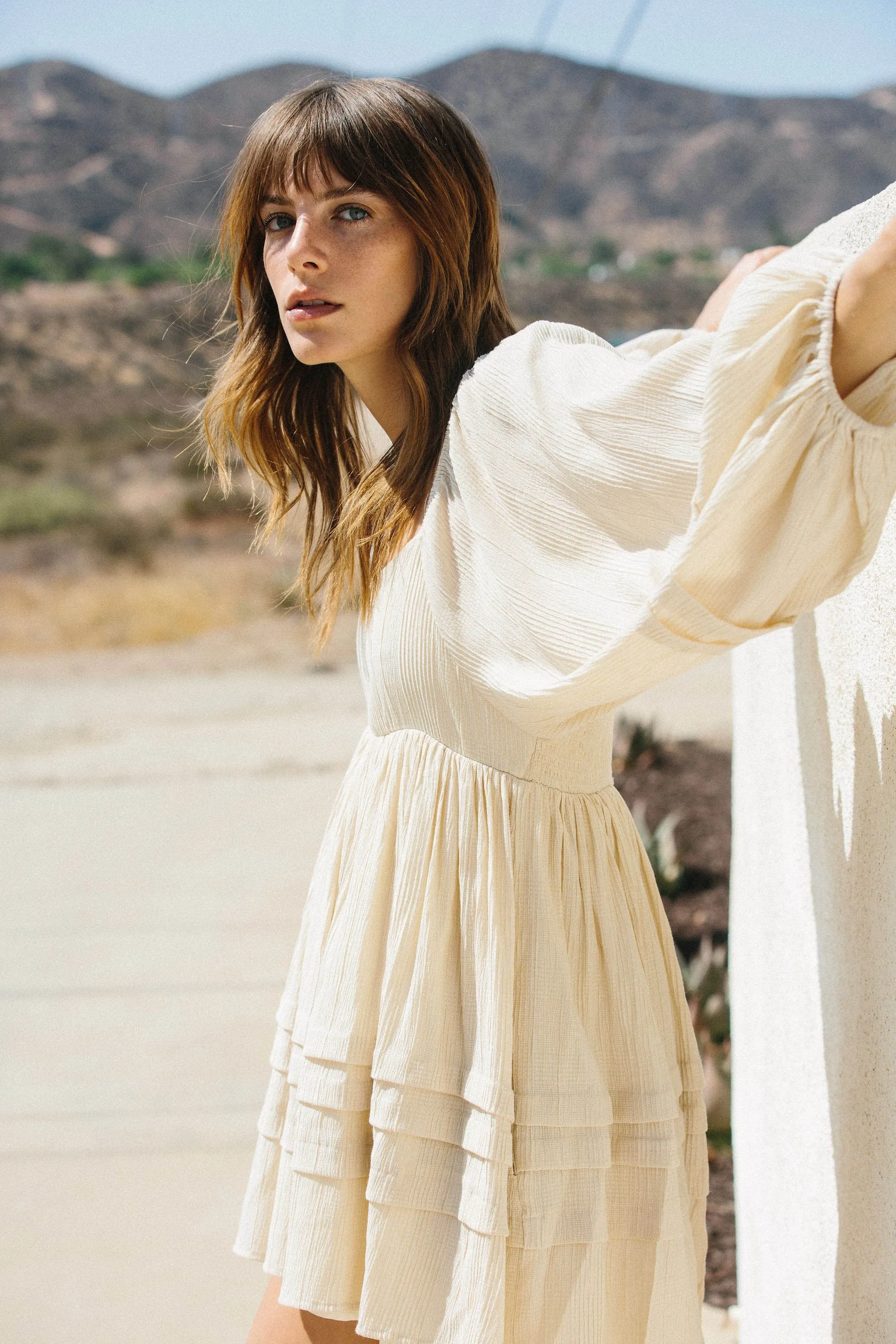 Cream Linen Babydoll Dress