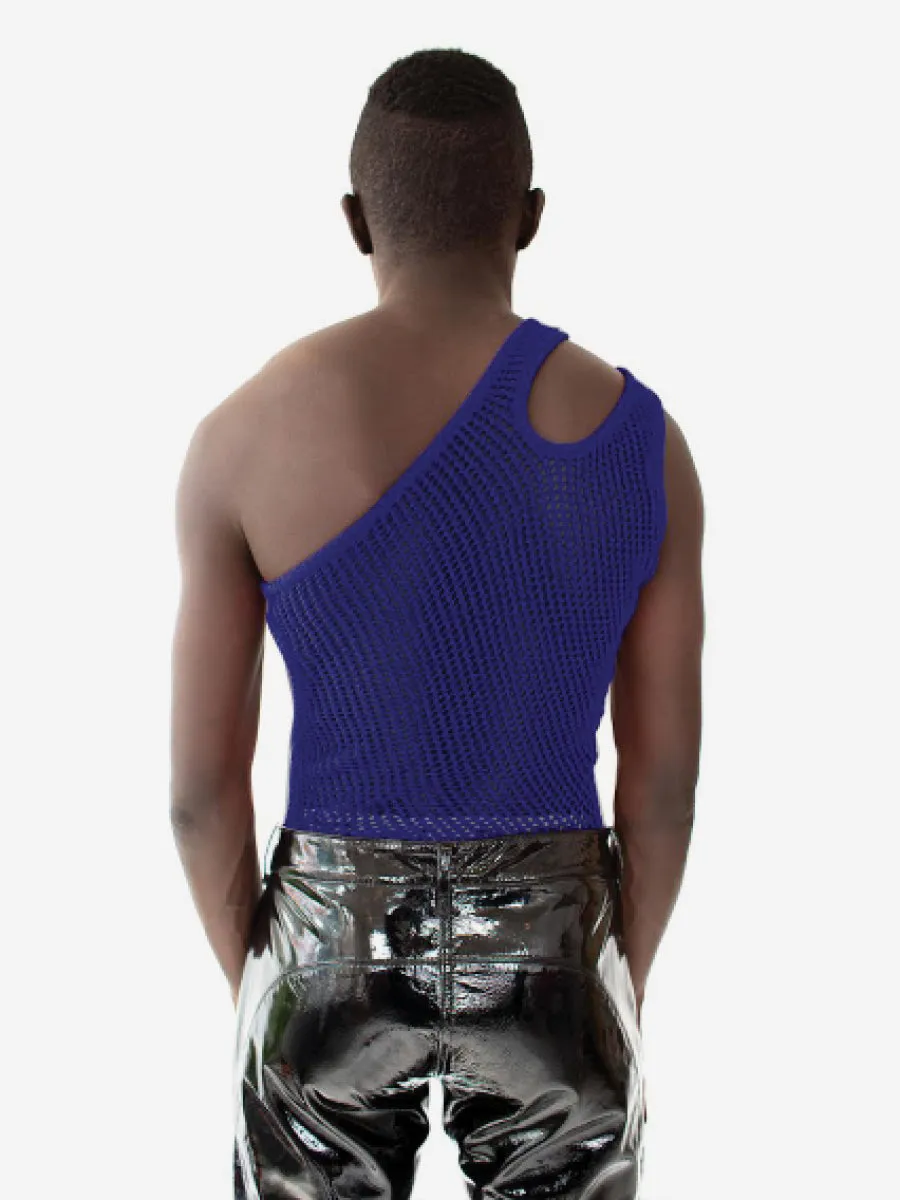 Cut-Out String Vest Blue