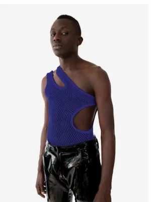 Cut-Out String Vest Blue