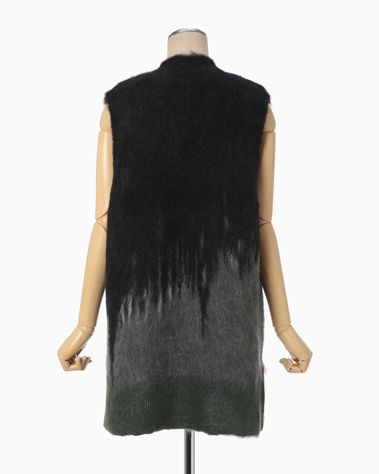 Drip Glaze Pattern Mohair Knitted Vest - khaki