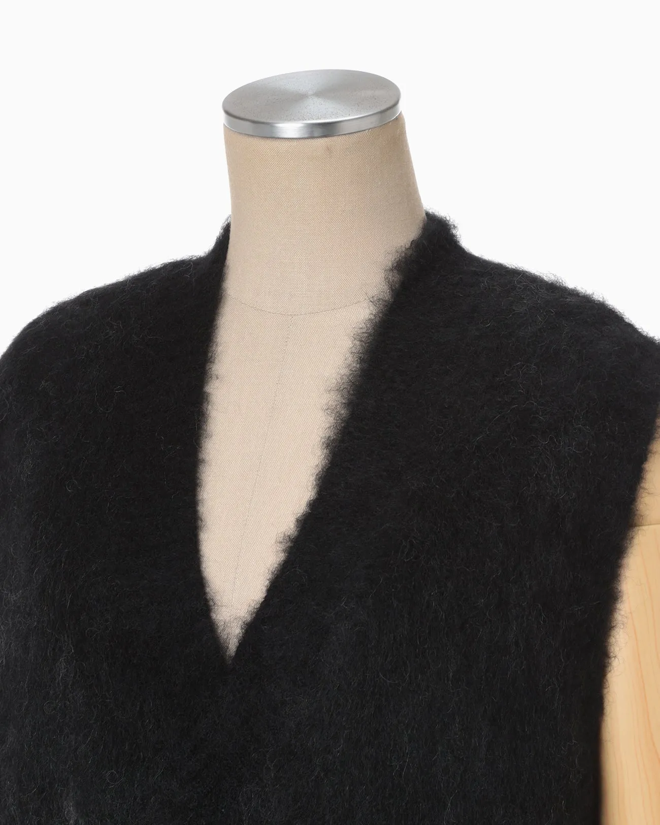 Drip Glaze Pattern Mohair Knitted Vest - khaki