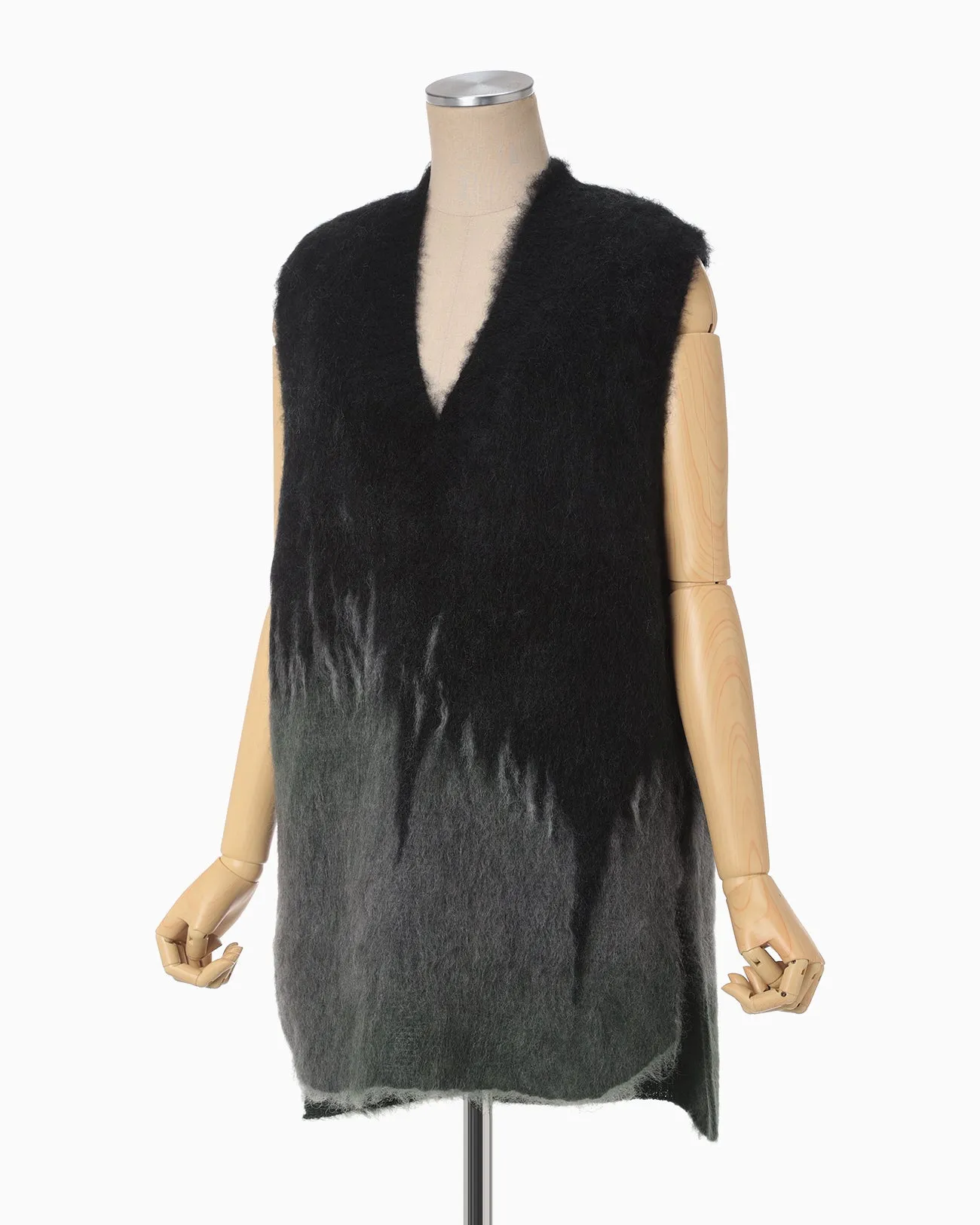 Drip Glaze Pattern Mohair Knitted Vest - khaki