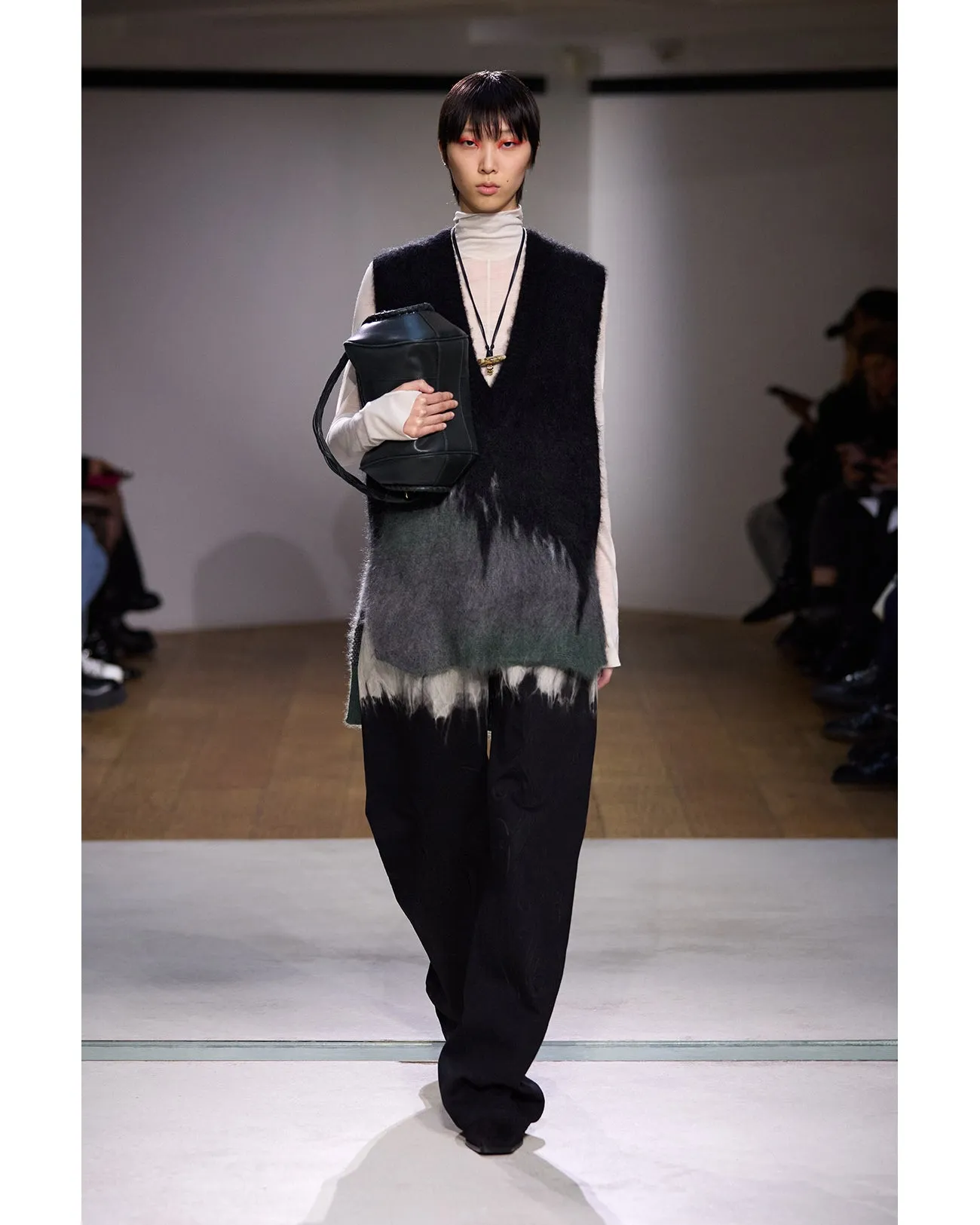 Drip Glaze Pattern Mohair Knitted Vest - khaki
