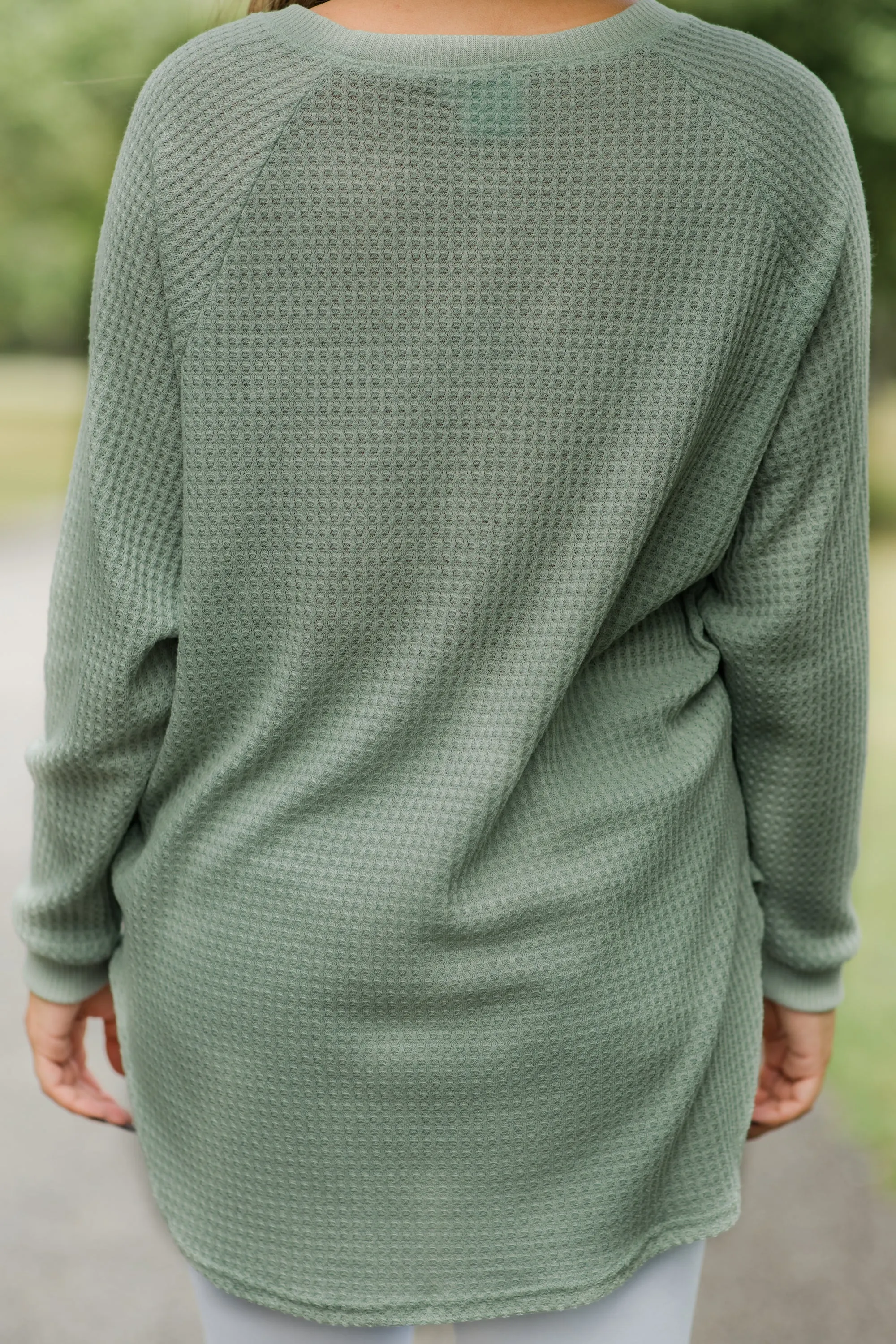 Easy Like Sunday Sage Green Waffle Tunic