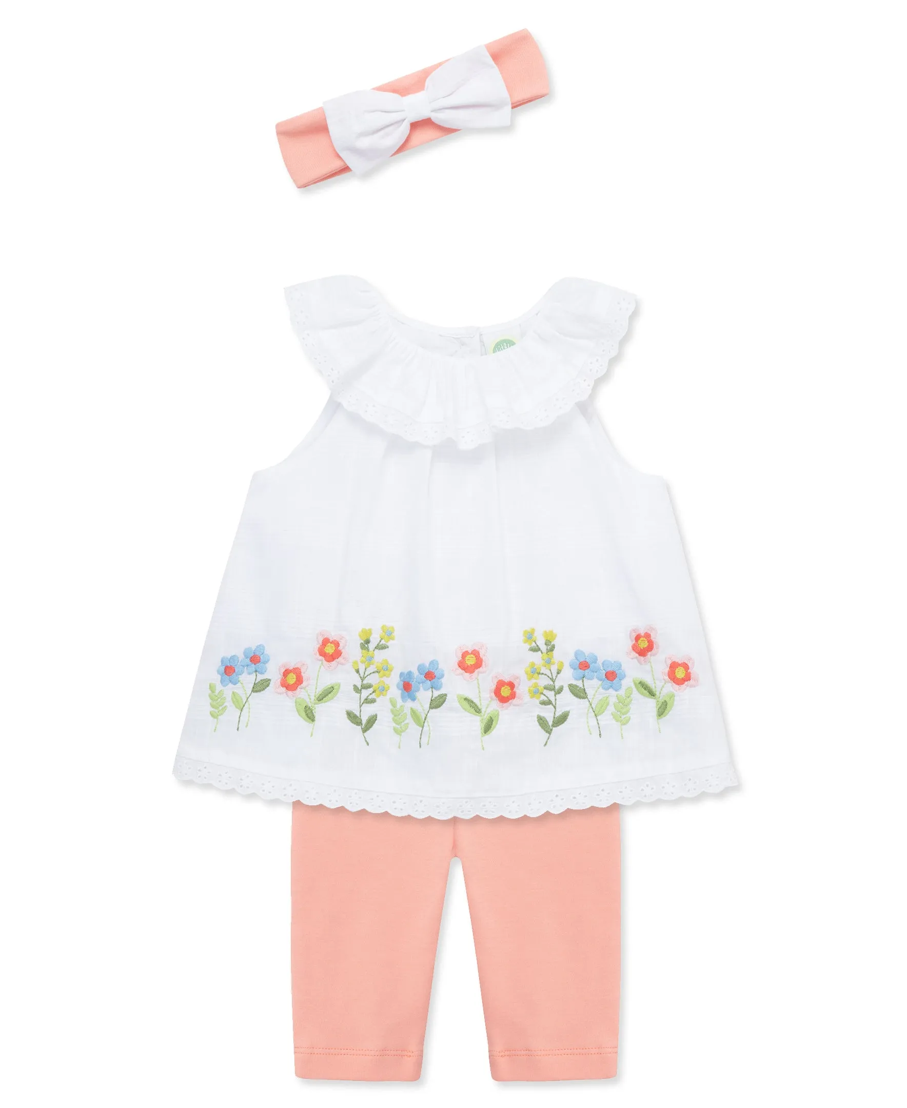 Floral Border Woven Tunic Set (3M-12M)