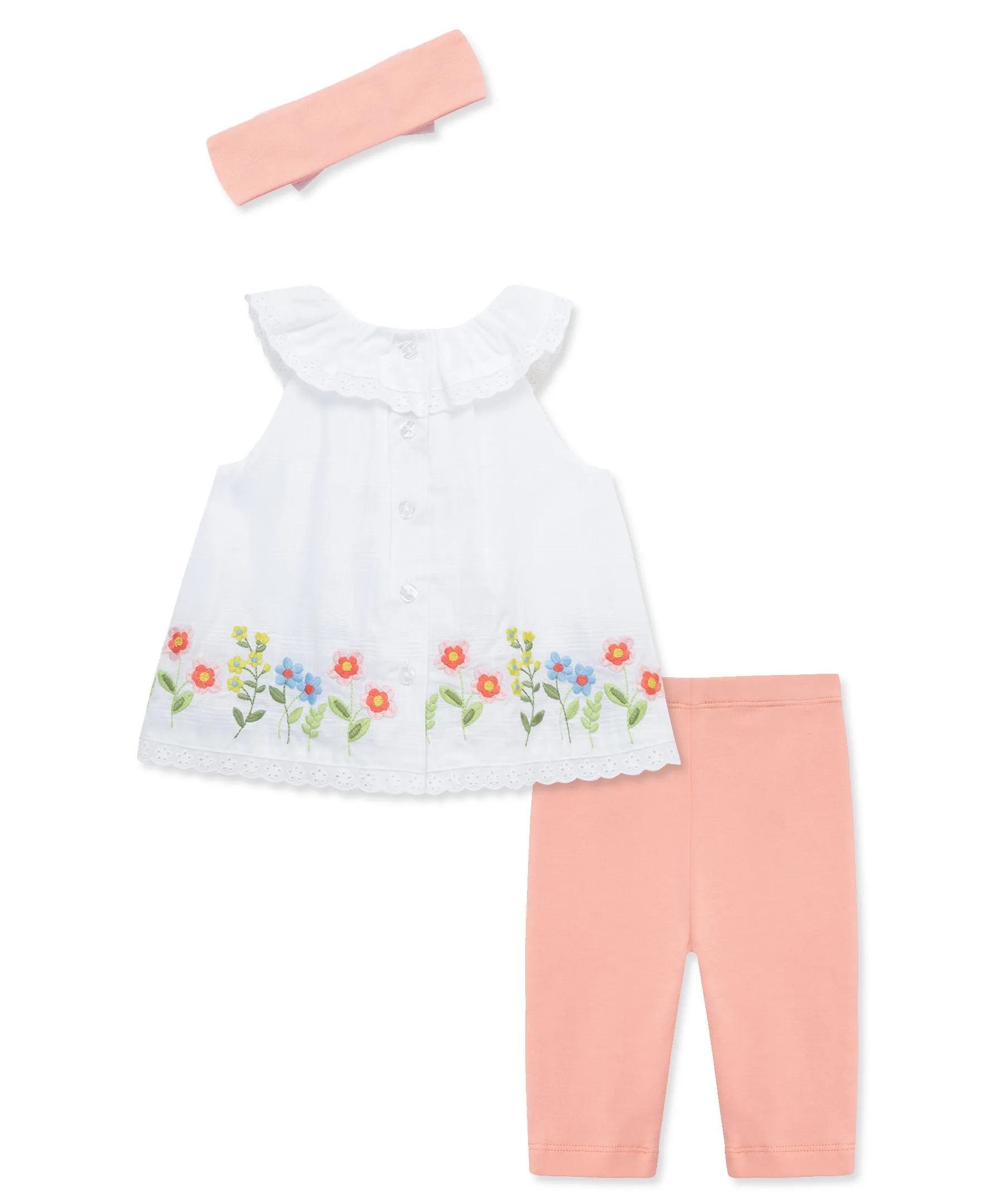 Floral Border Woven Tunic Set (3M-12M)