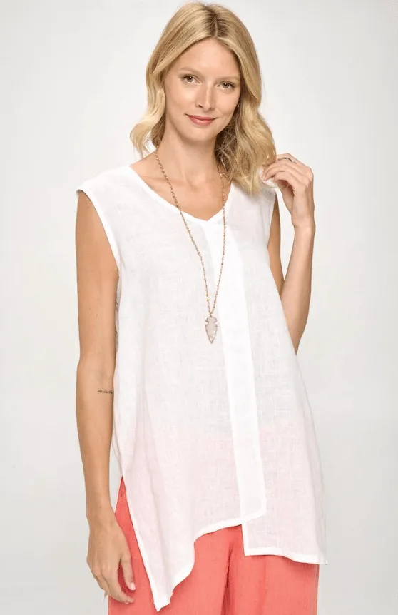 Focus Linen Sleeveless Tunic Top L604