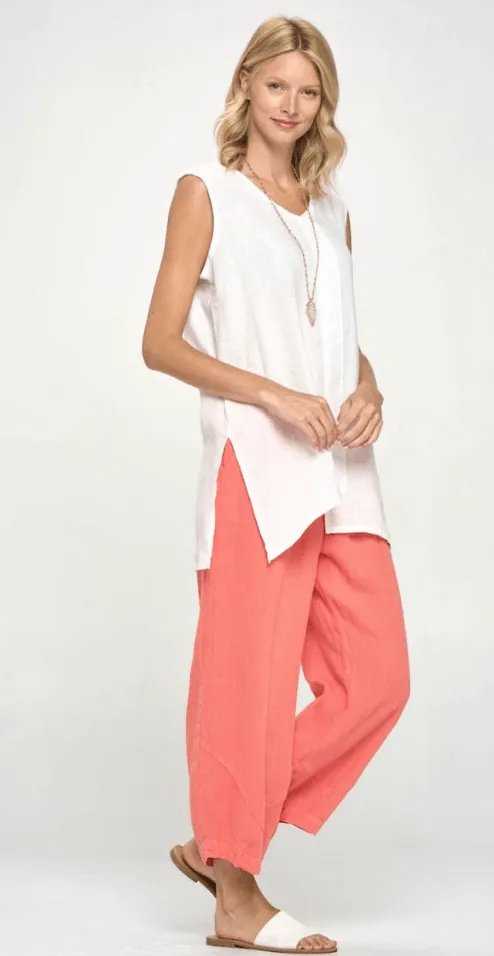 Focus Linen Sleeveless Tunic Top L604