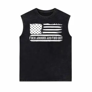 Fuck Around And Find Out Flag Vintage Washed Vest Top