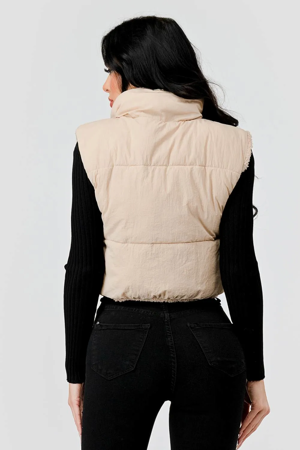 FUZZY MATTE WINDBREAKER CROPPED ZIPUP VEST