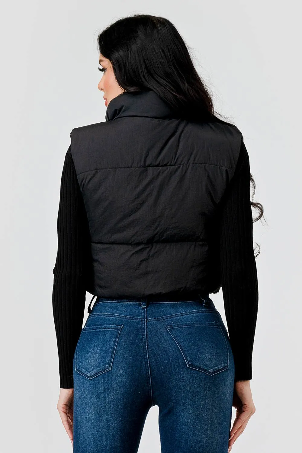 FUZZY MATTE WINDBREAKER CROPPED ZIPUP VEST