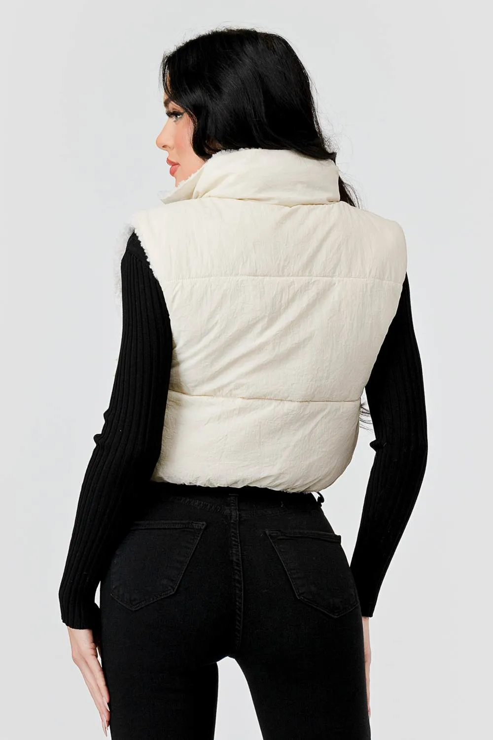 FUZZY MATTE WINDBREAKER CROPPED ZIPUP VEST