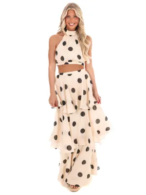 In Our Moment Polka Dot Maxi Skirt Set