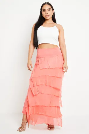 Italian Lagenlook Silk Tiered Maxi Skirt