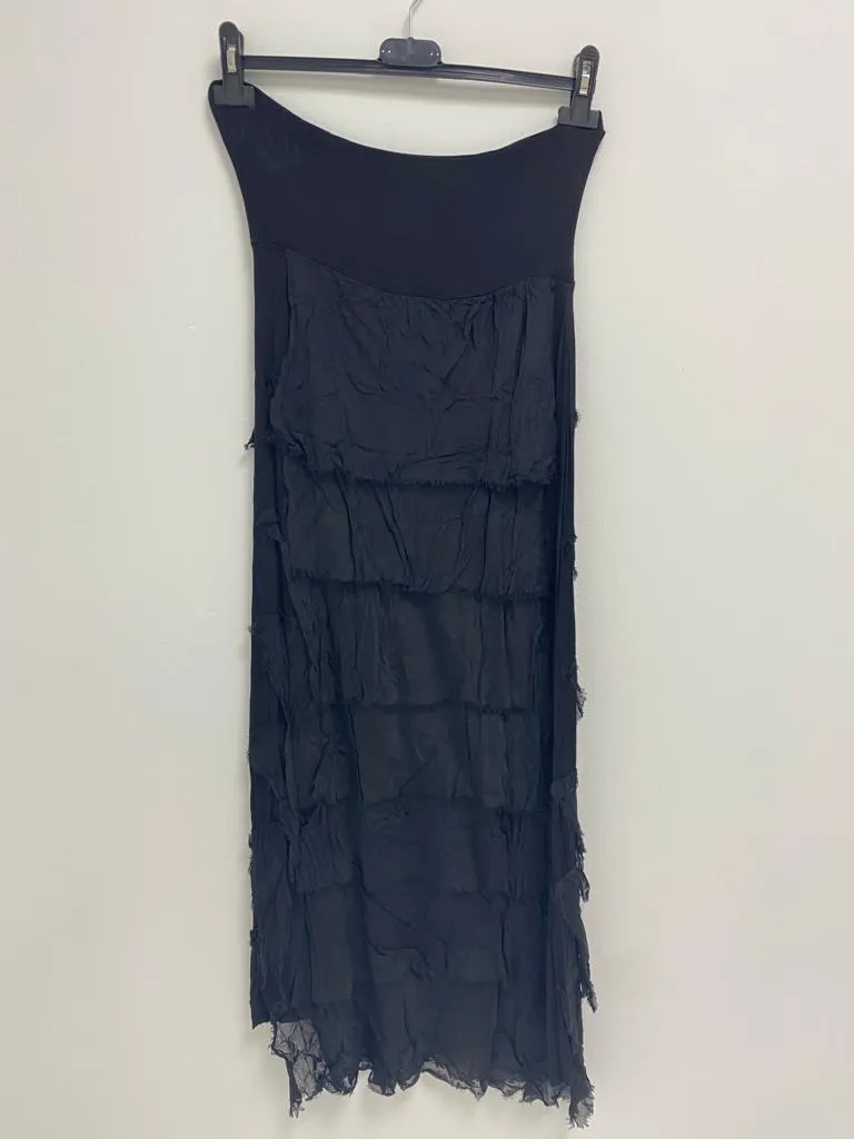 Italian Lagenlook Silk Tiered Maxi Skirt