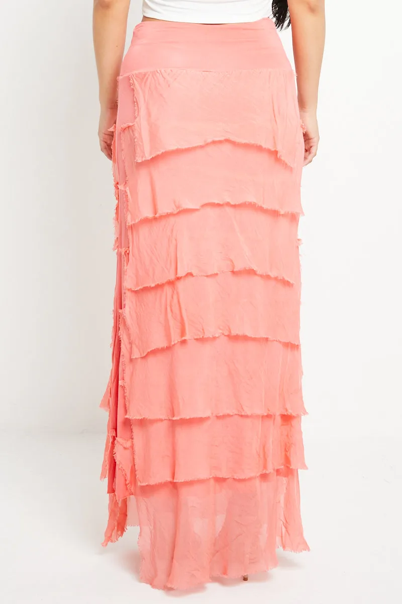 Italian Lagenlook Silk Tiered Maxi Skirt