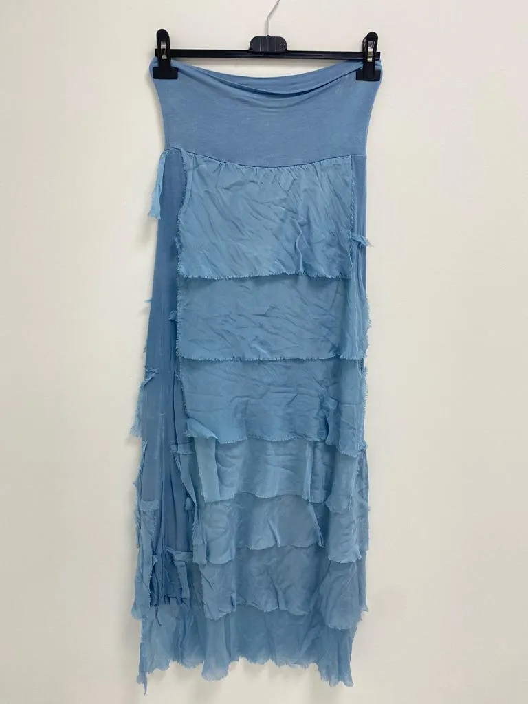 Italian Lagenlook Silk Tiered Maxi Skirt
