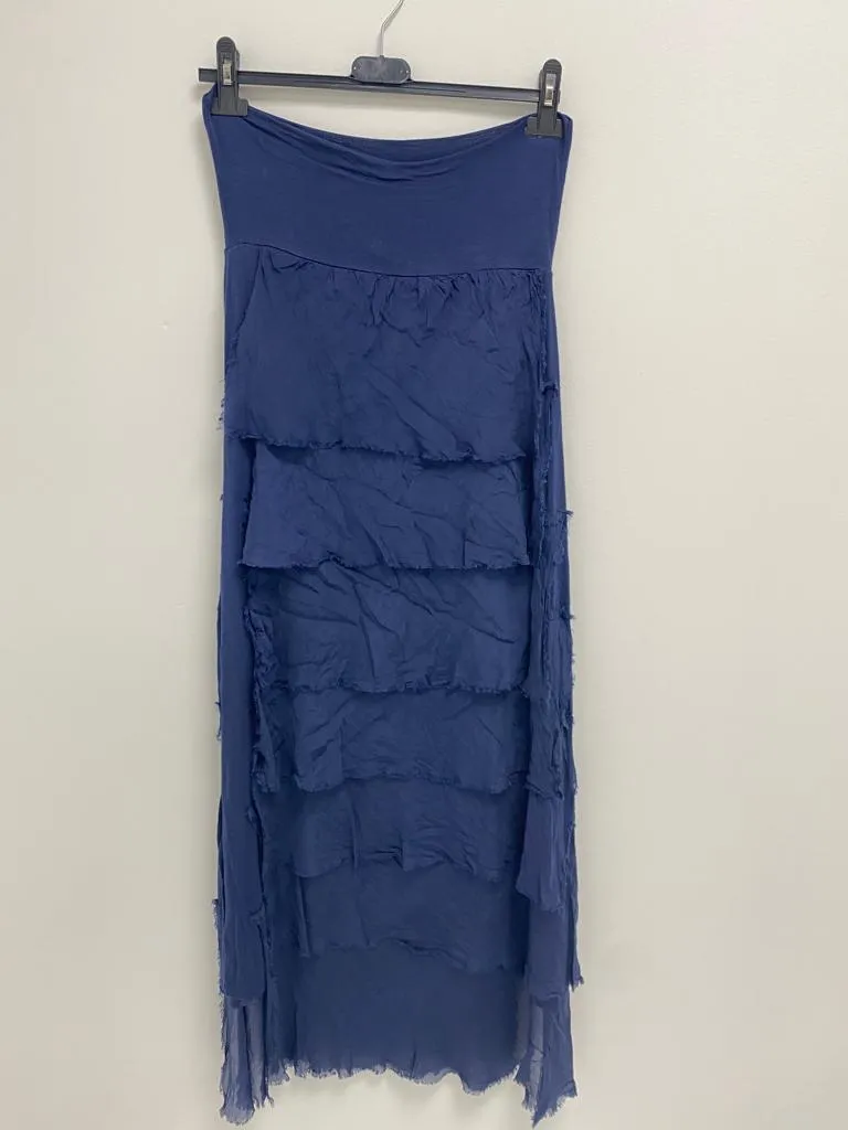 Italian Lagenlook Silk Tiered Maxi Skirt