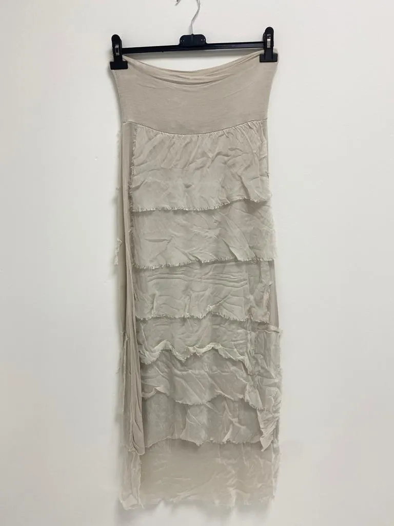 Italian Lagenlook Silk Tiered Maxi Skirt