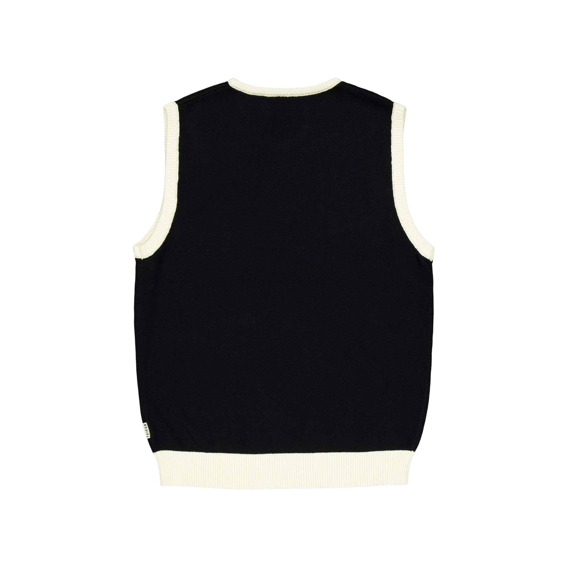 Knitted Sweater Vest-black/cre Black/cream