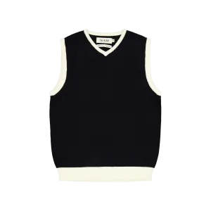 Knitted Sweater Vest-black/cre Black/cream