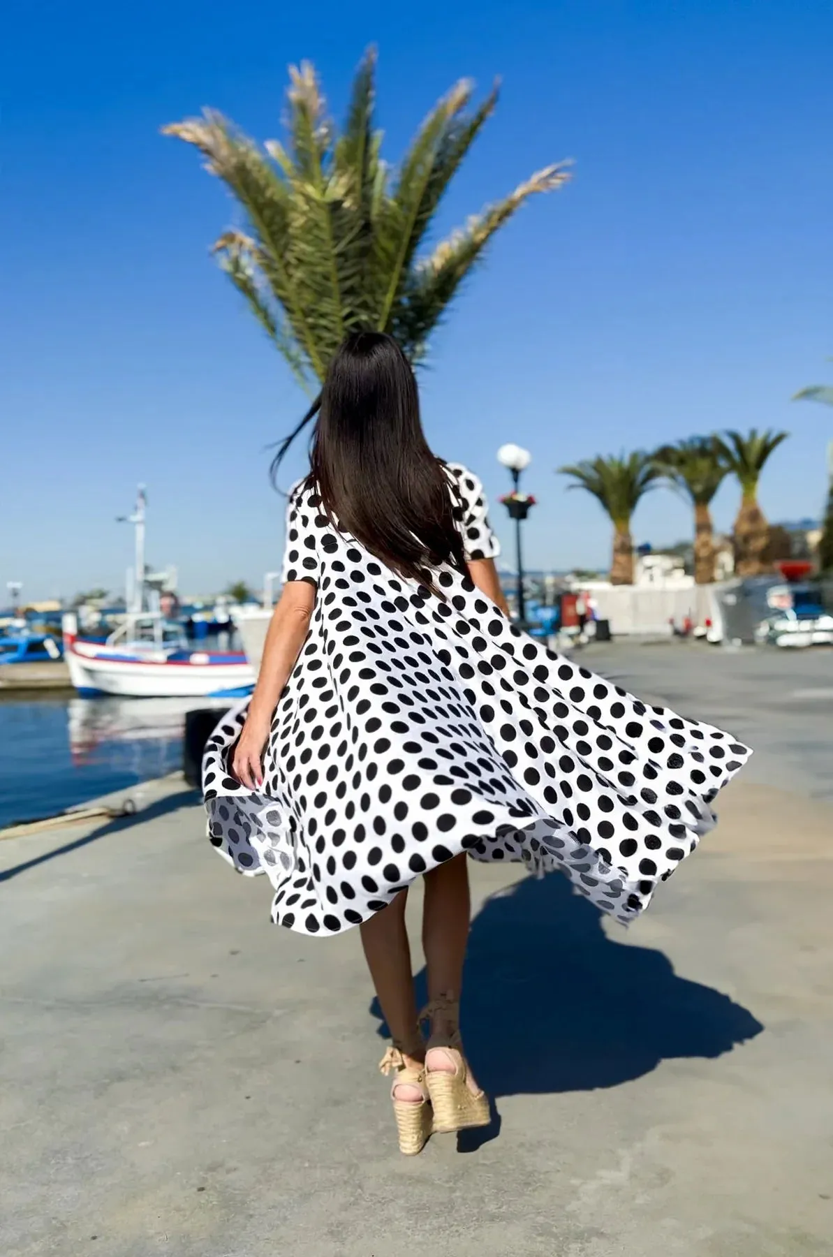 KOSARA Polka Dots Dress