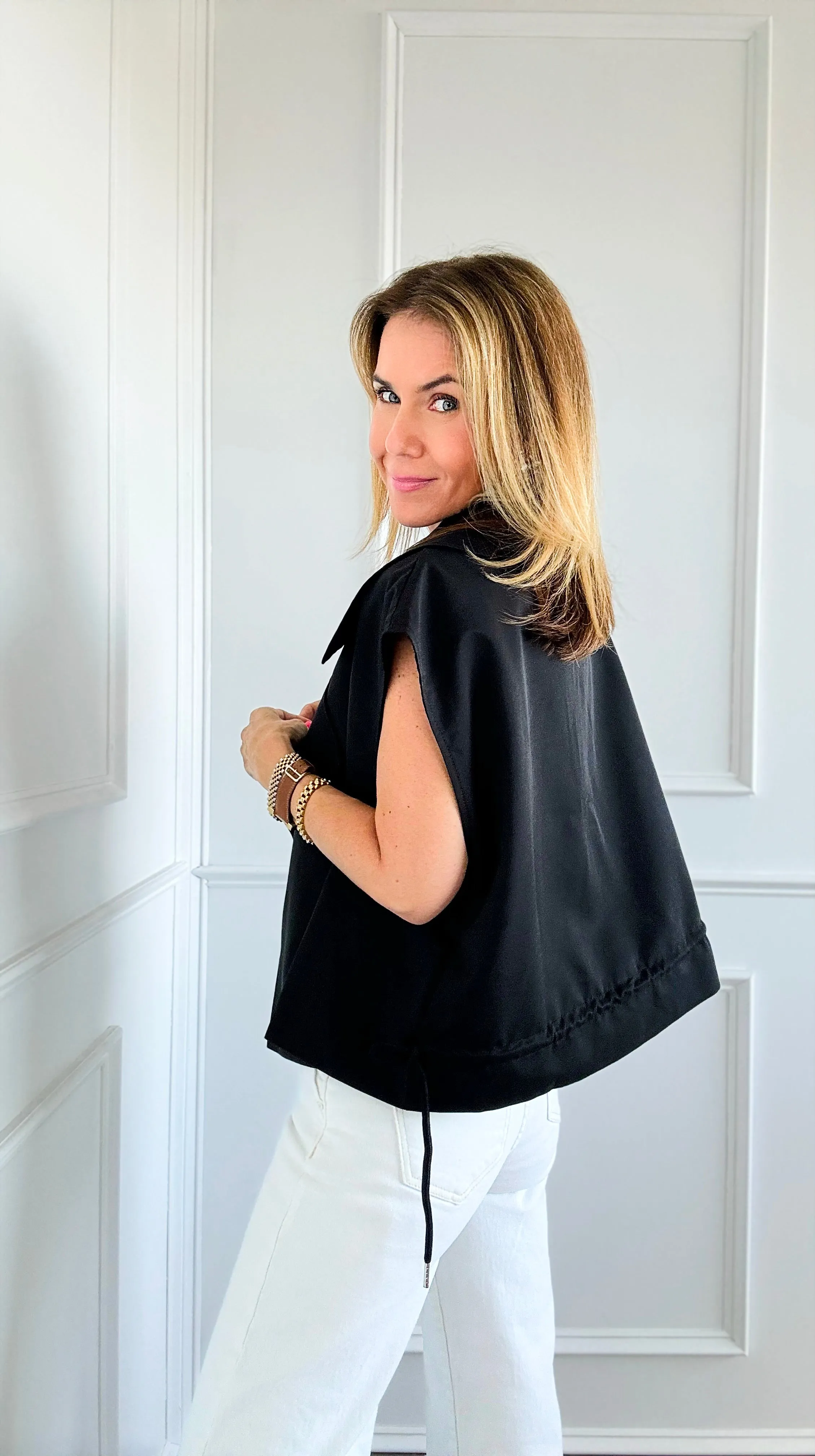 Lapel Collar Vest- Black