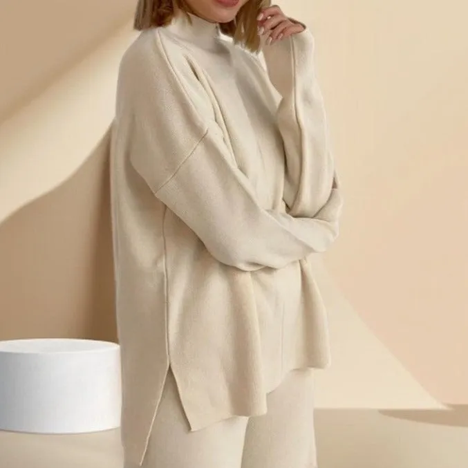 Long Sleeve Loose Casual Sweater Knitted Set