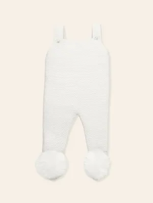 Mac Ilusion Ivory knitted dungaree with fur poms