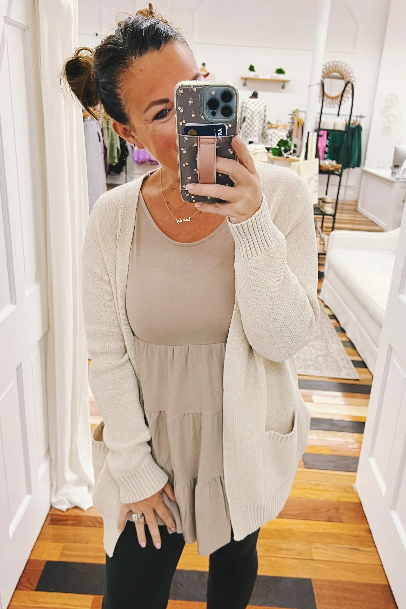 Maeve Sleeveless Ruffle Tunic Ash Mocha