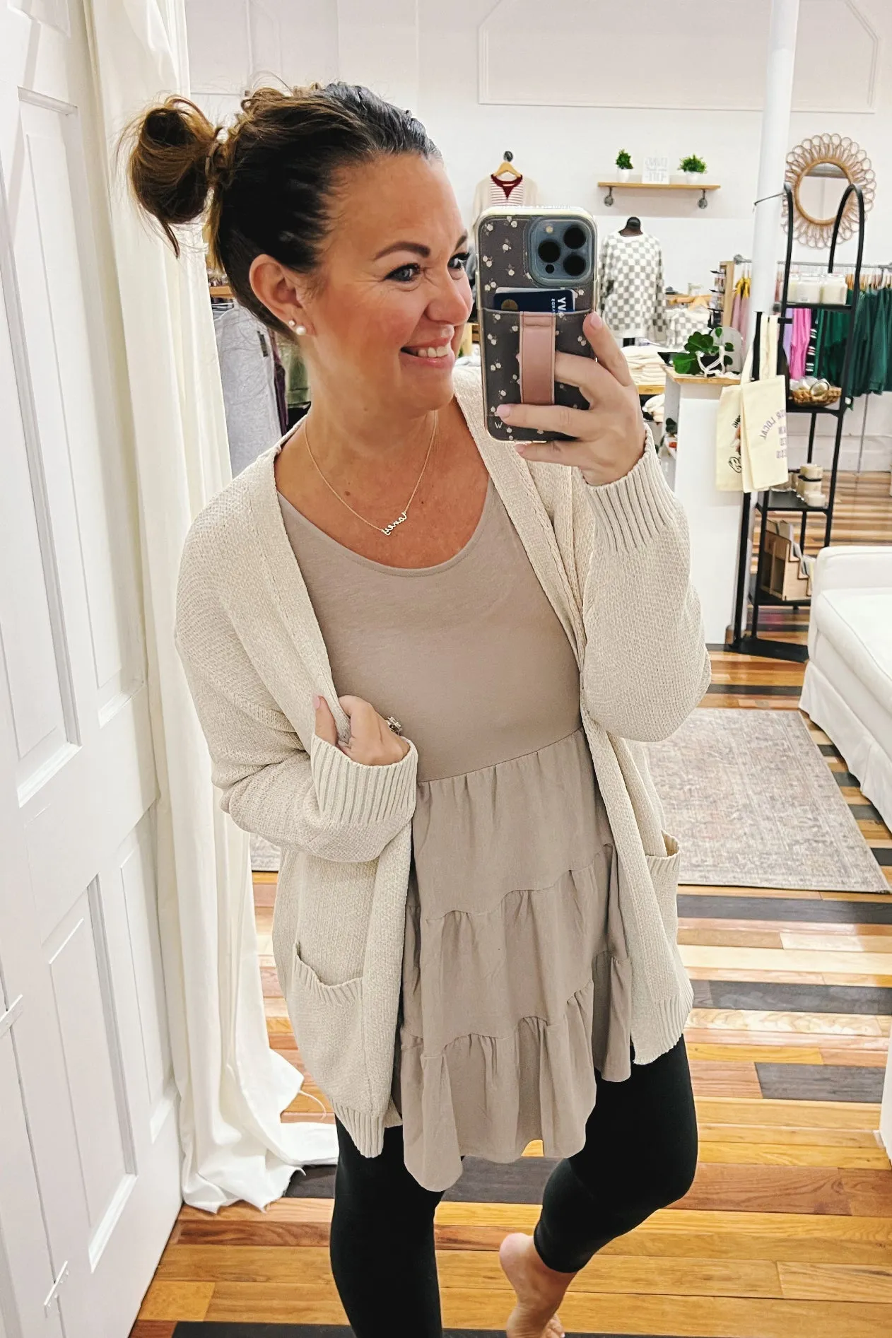 Maeve Sleeveless Ruffle Tunic Ash Mocha