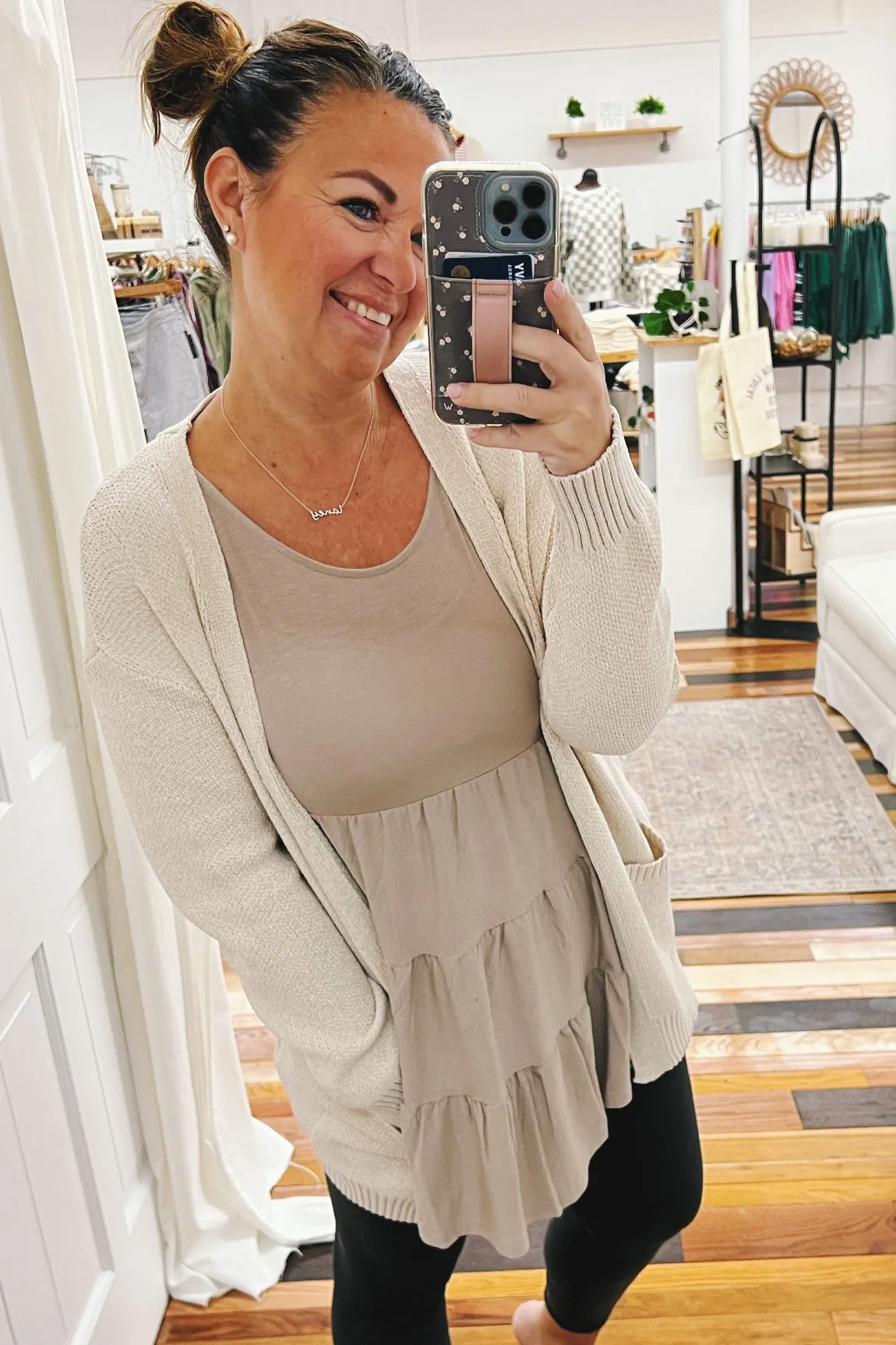 Maeve Sleeveless Ruffle Tunic Ash Mocha