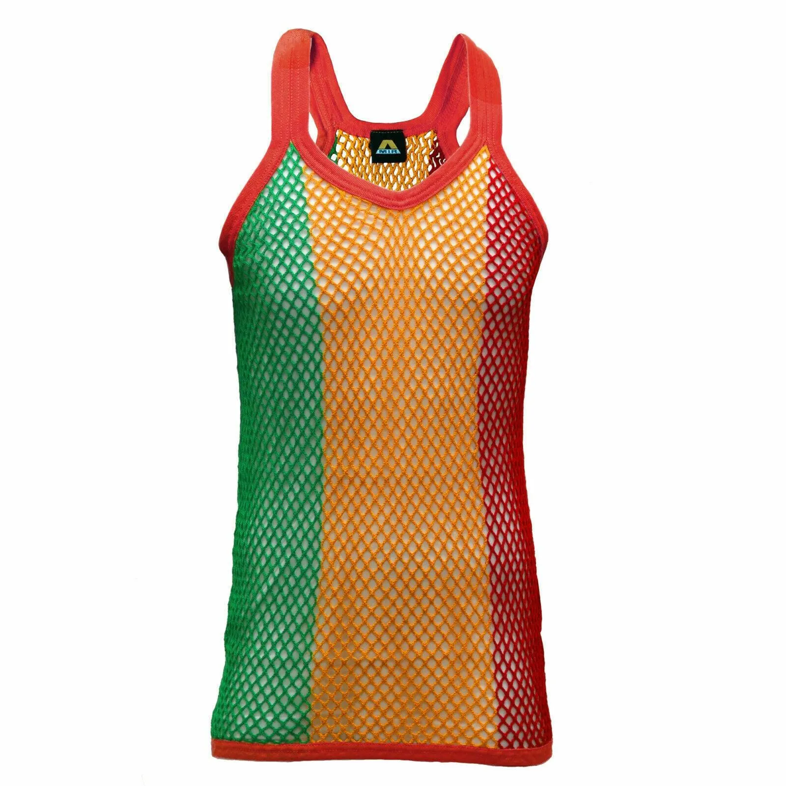 Mens Rasta Jamaica Vest Plain String Fishnet Mesh Gym Summer Muscle String Tank Top Fitted String Vest