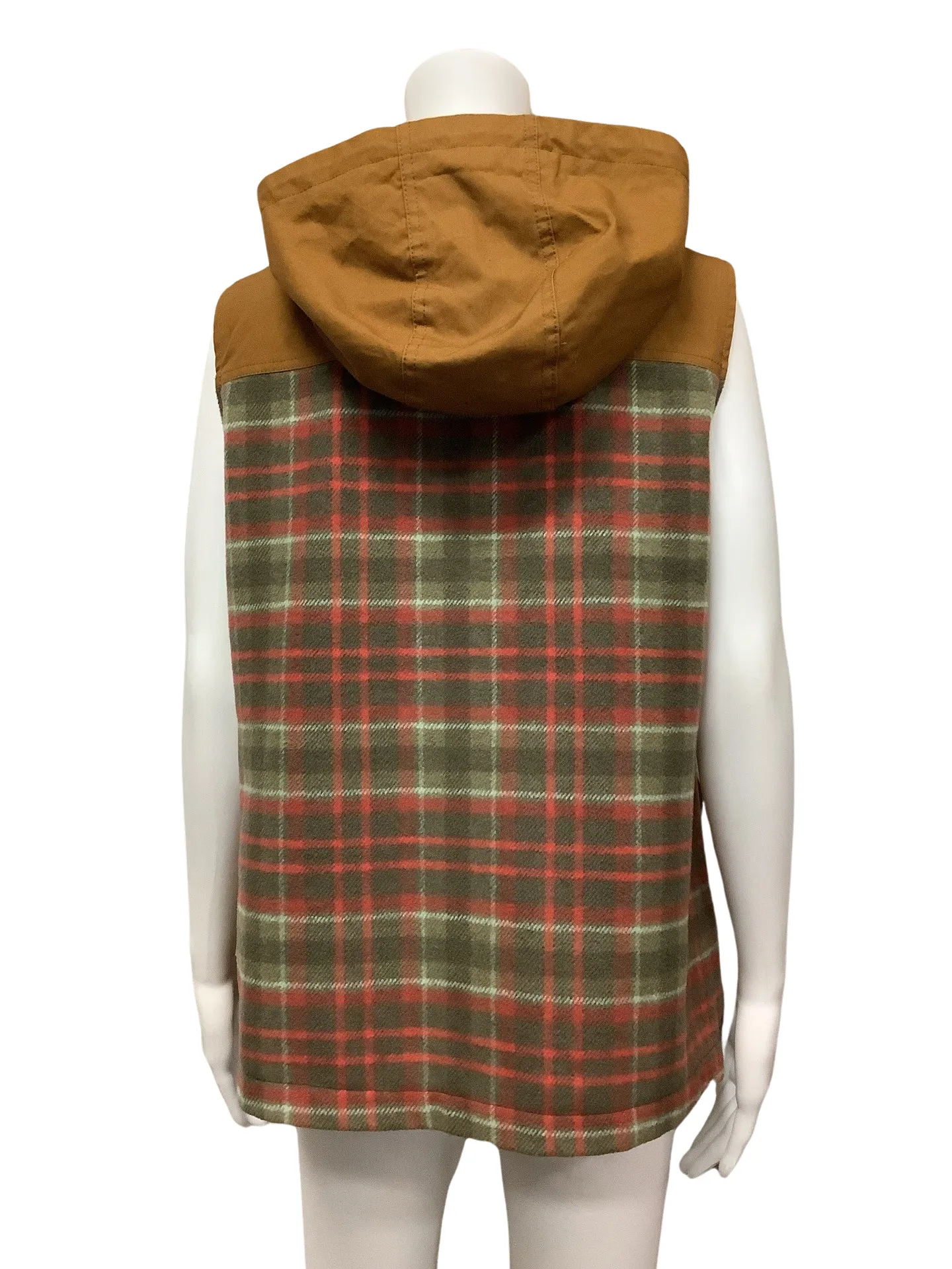 Orvis Women's Jacket Vest Plaid Flannel Hooded Side: M