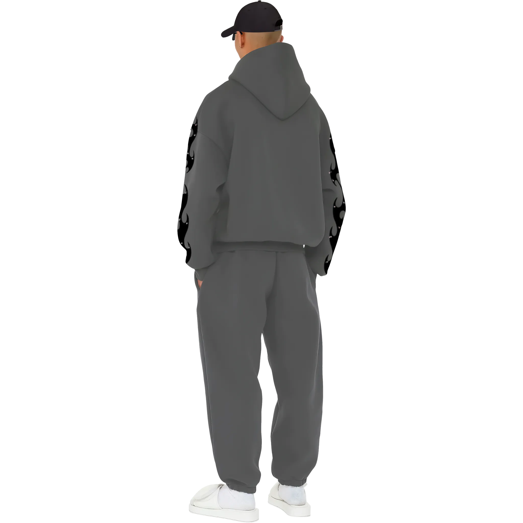 OS Rhinestone Flame Logo Hoodie