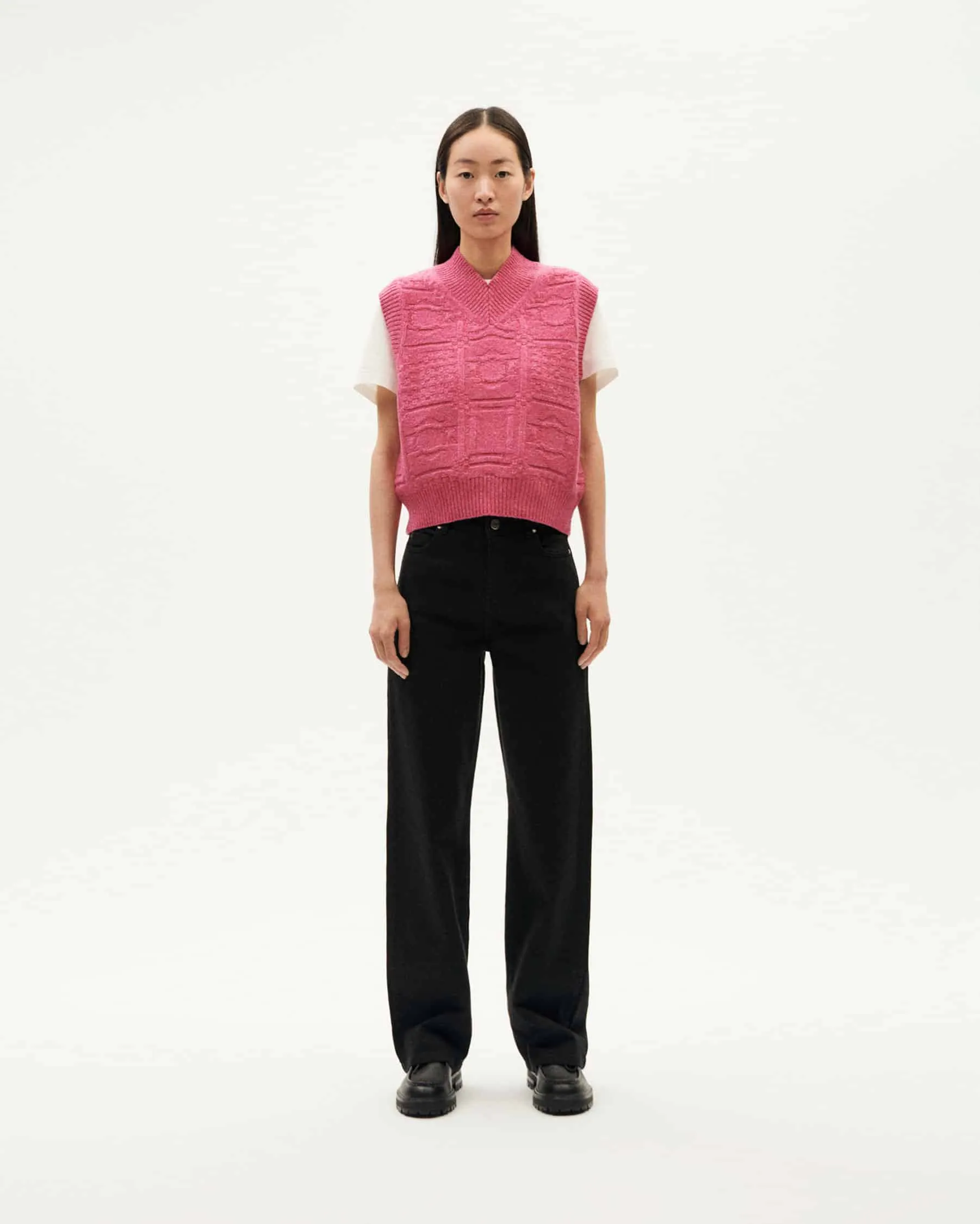 Pink links mica knitted vest
