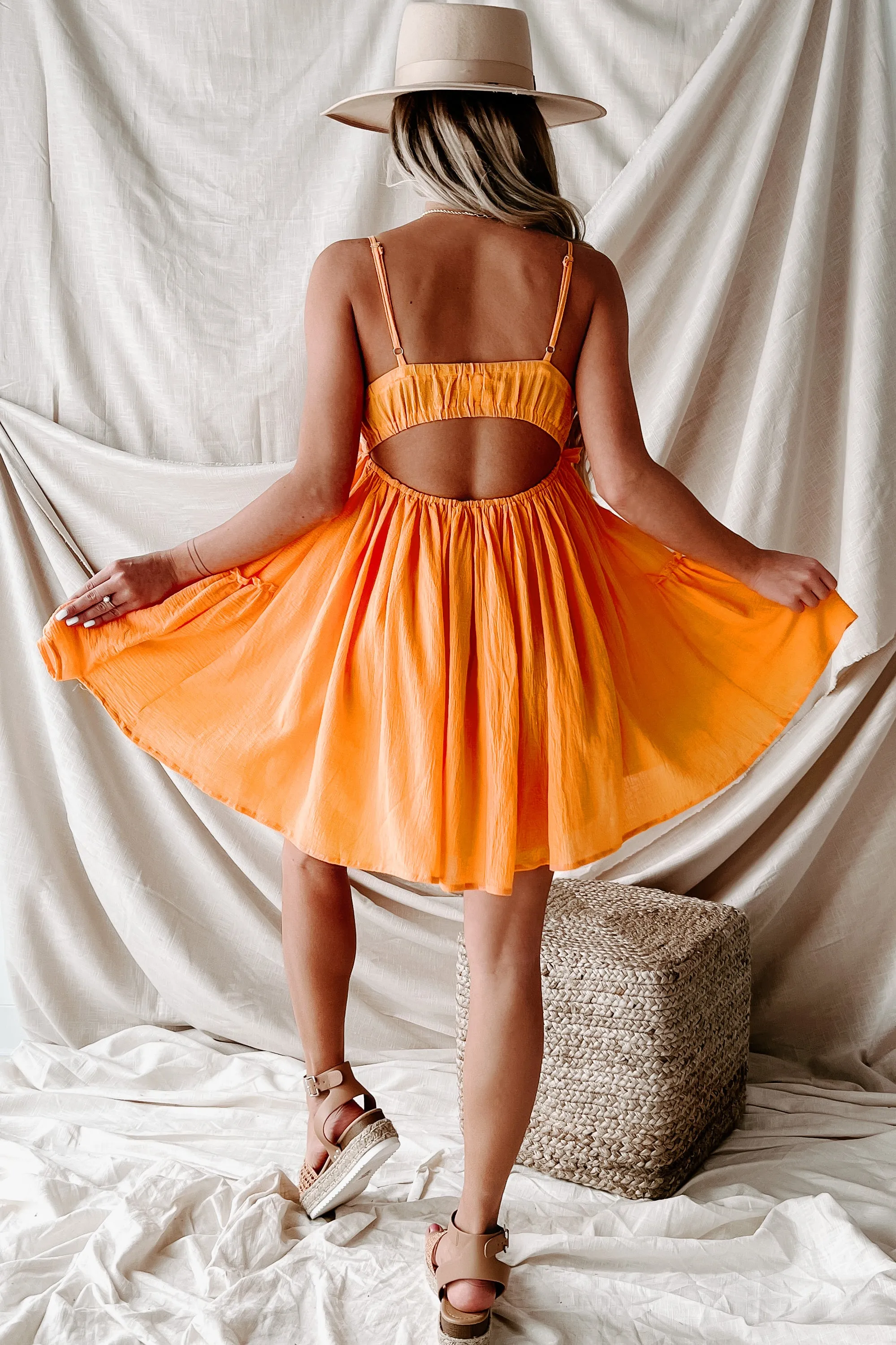 Pretty & Poised Back Cut-Out Babydoll Dress (Mango)