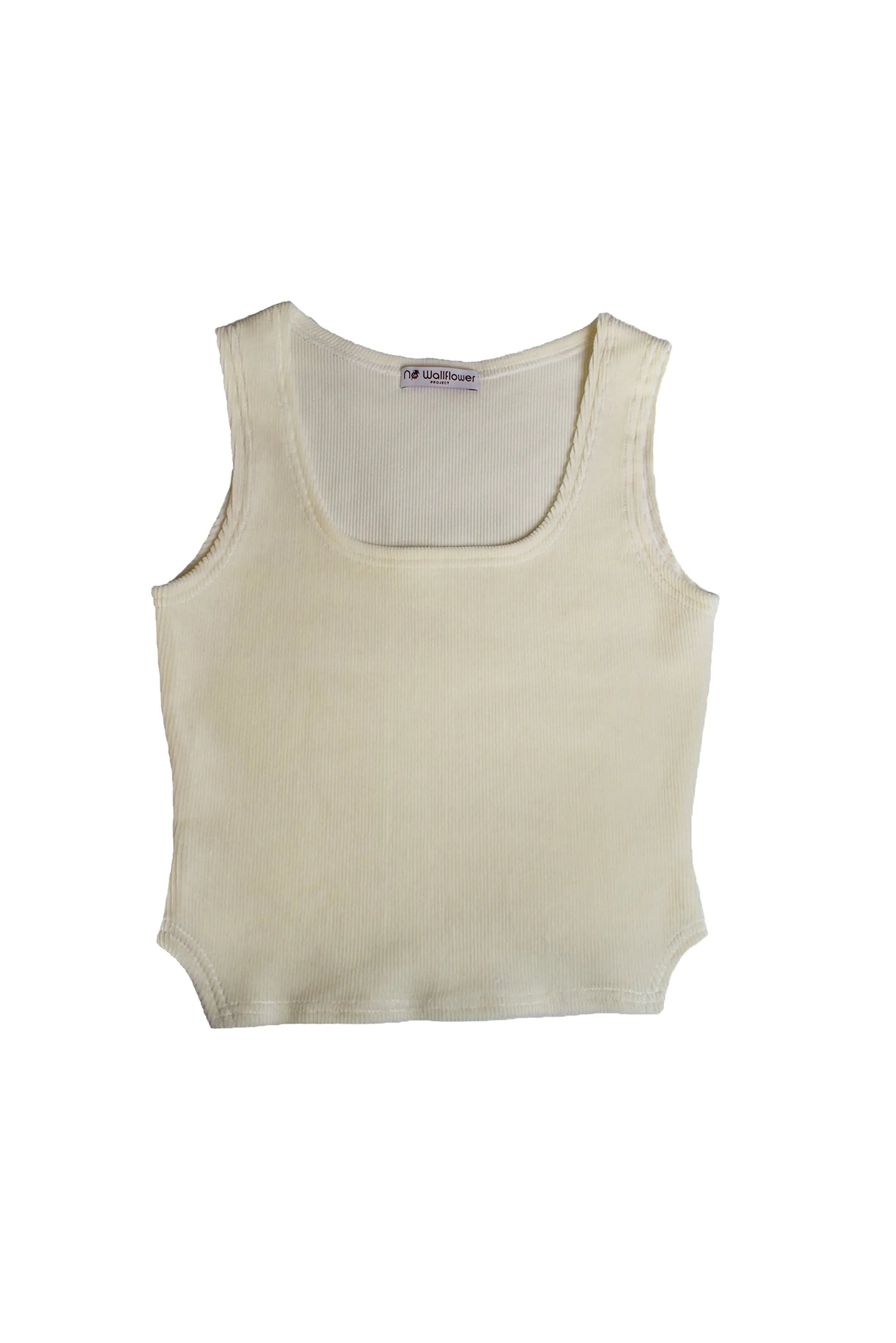 Rib Cotton Velvet Godet Vest Ivory