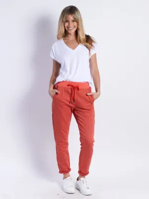 Riley Denim Joggers - Rust