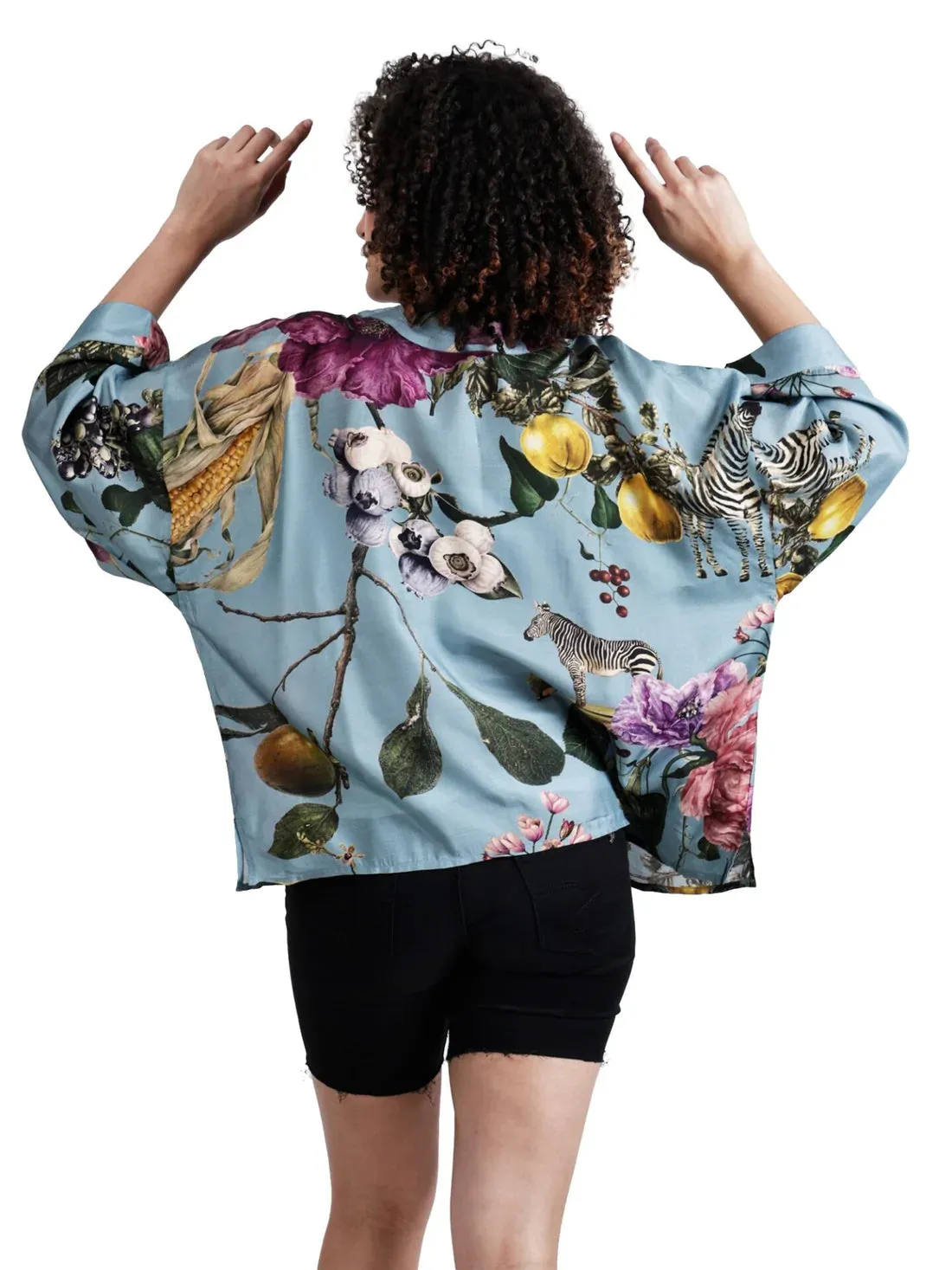 Short Kimono: Blue Floral