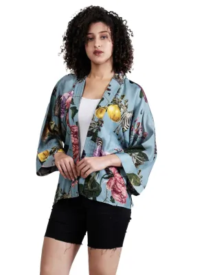 Short Kimono: Blue Floral